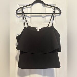 Keith Black Spaghetti Strap Tiered Top
